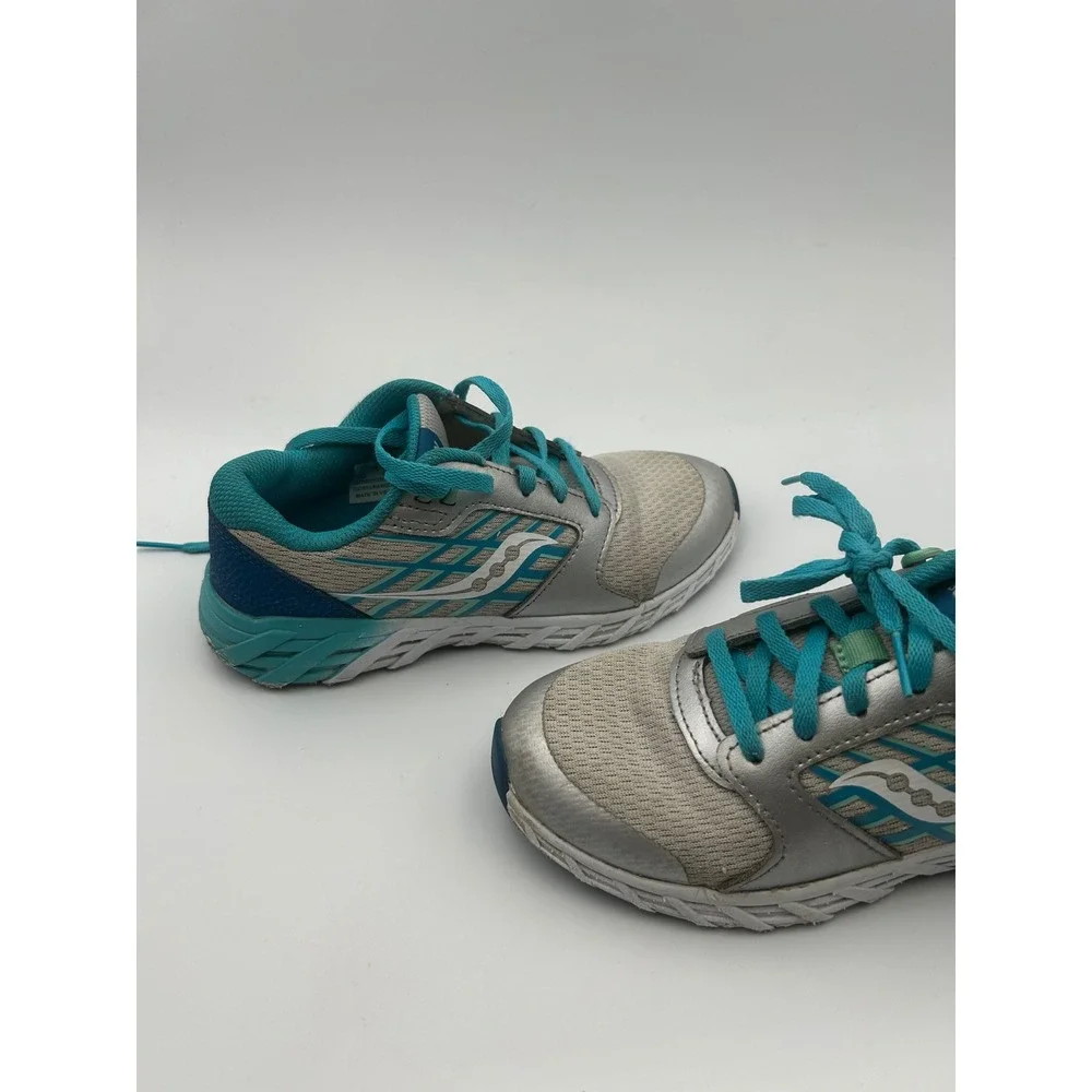 Saucony Kids Silver Teal Mesh Leather Running‎ Shoes SK167473 Size 3.5W